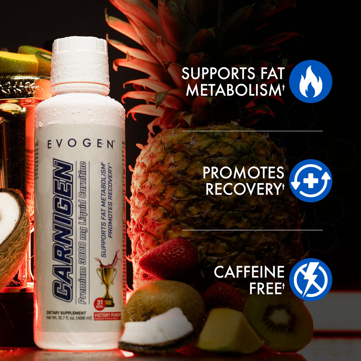 Evogen Carnigen Liquid 3000 | Energy Support | Sour Gummies | 31 Servings