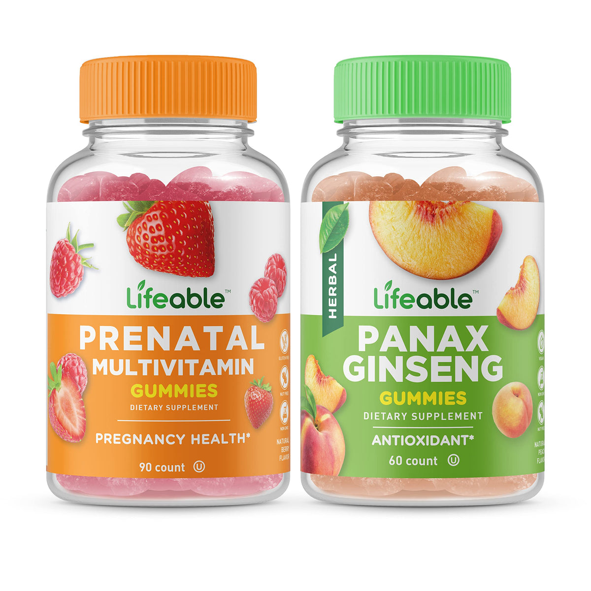 Lifeable Women's Prenatal Multivitamin + Panax Ginseng, Gummies Bundle - Great Tasting