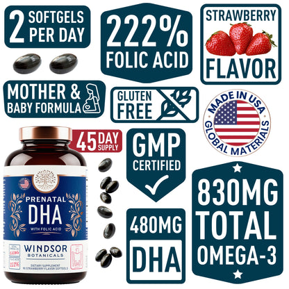WINDSOR BOTANICALS Male Fertility Supplement and DHA with Folic Acid Prenatal Bundle