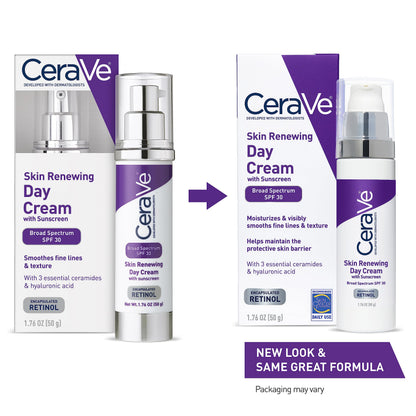 CeraVe Anti-Aging Face Cream SPF 30, Anti-Wrinkle Retinol Cream with Hyaluronic Acid and Ceramides, 1.76 oz