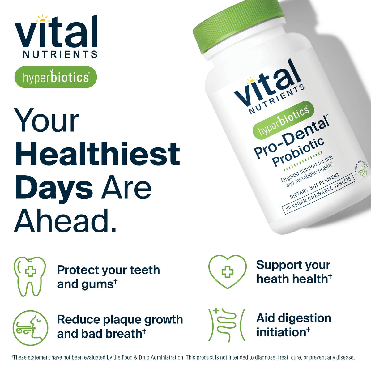 Hyperbiotics Vital Nutrients Pro Dental Probiotic | Clinically Studied BLIS K12 and M18 | Oral Probiotics for Bad Breath Treatment for Adults | Oral Health for Teeth and Gums | 45 Mint Tablets