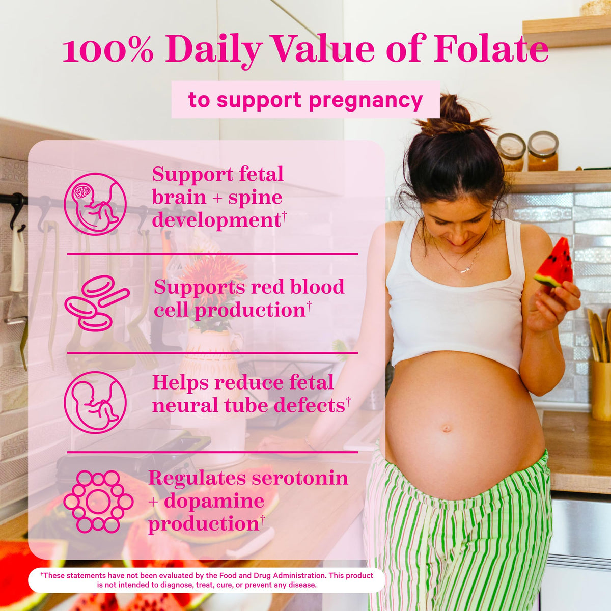 Pink Stork Folate: Methyl Folate - MTHFR Acid, Natural Form of Folic Acid for Pregnancy, Formulated