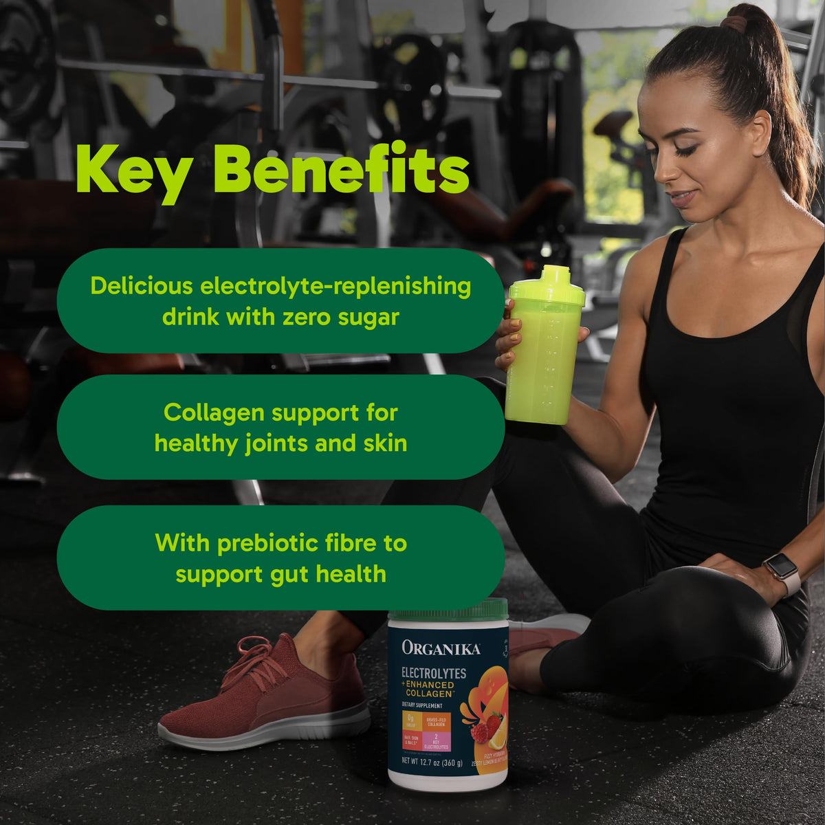Organikа Electrolytes with Enhanced Collagen Powder for Women & Men - 13 oz - Wild Berry-Flavored Effervescent Electrolyte & Collagen Drink Mix - Deep Hydration, Mobility, Skin, Hair, & Nails