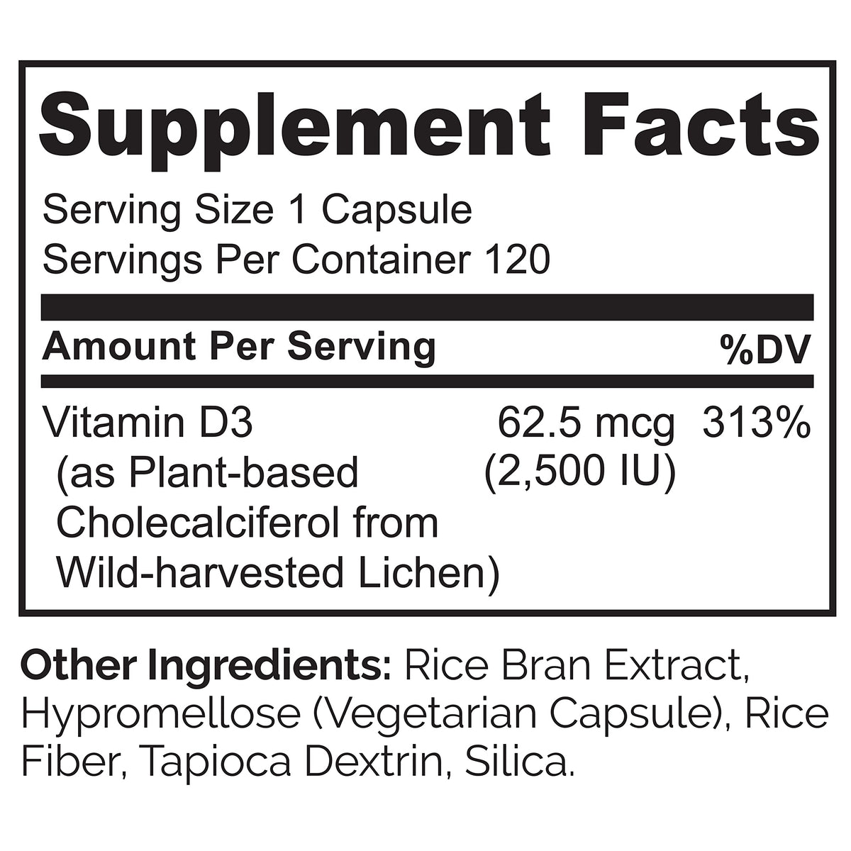 NATURELO Vitamin D - 2500 IU - Plant Based from Lichen - Natural D3 Supplement for Immune System, Bone Support, Joint Health - Vegan - Non-GMO - Gluten Free - 180 Capsules