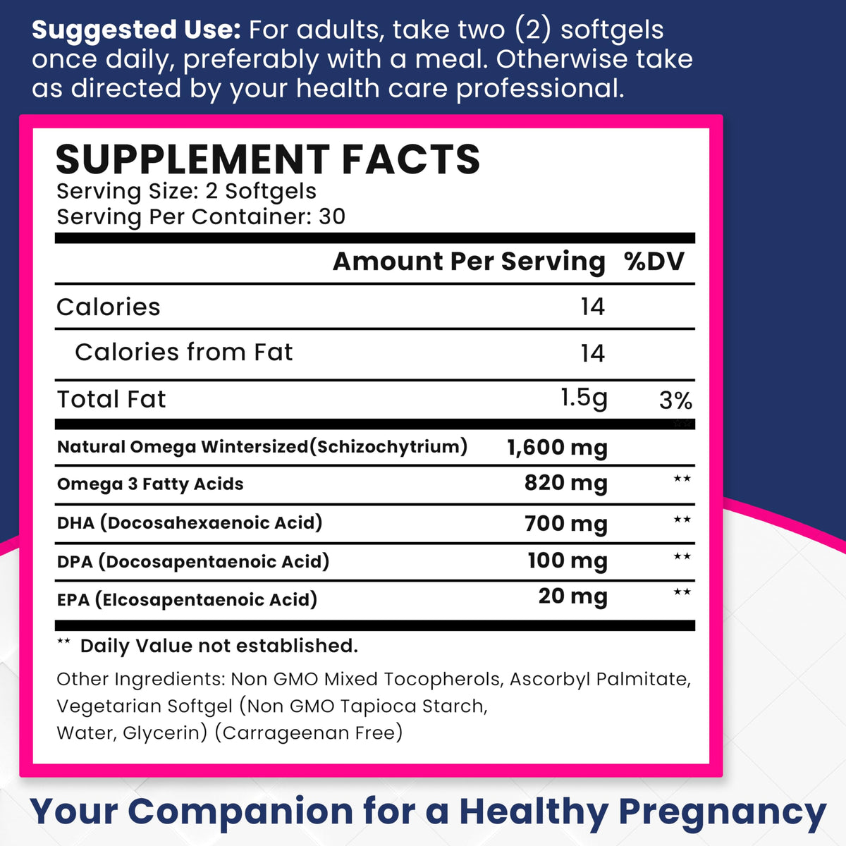 Introductory Offer Prenatal DHA Supplements - Vegan 800mg DHA DPA Plant Based Omega 3