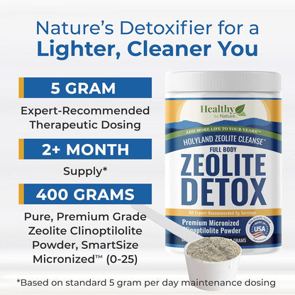 Healthy by Nature Full Body Zeolite Detox Cleanse Powder for Adults | Natural Clinoptilolite Binder Support, Therapeutic Dosing for Women and Men, Supports Energy, Mental Clarity & Gut Health