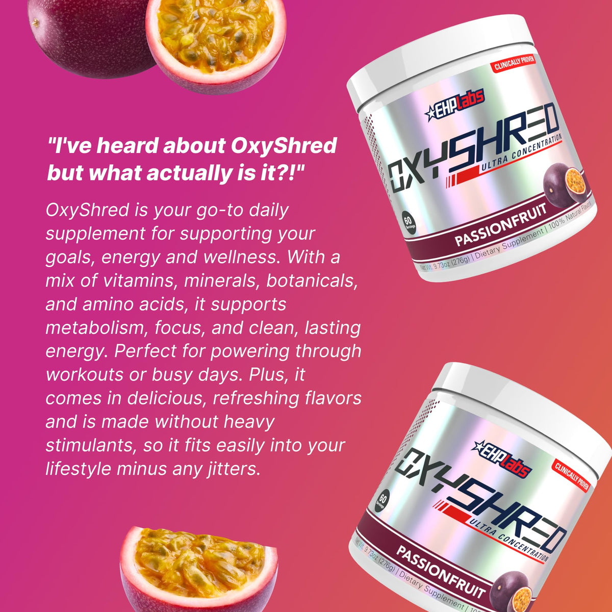 EHP Labs OxyShred Pre Workout Powder - Preworkout Powder with L Glutamine & Acetyl L Carnitine, Energy Boost Drink - Cosmic Blast, 60 Servings