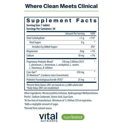 Hyperbiotics Vital Nutrients Pro Women Probiotics for Women | Vaginal Probiotics for PH Balance | Oral Probiotic for Vaginal Health and Urinary Tract Health | 6 Targeted Strains | 60 Vegan Tablets