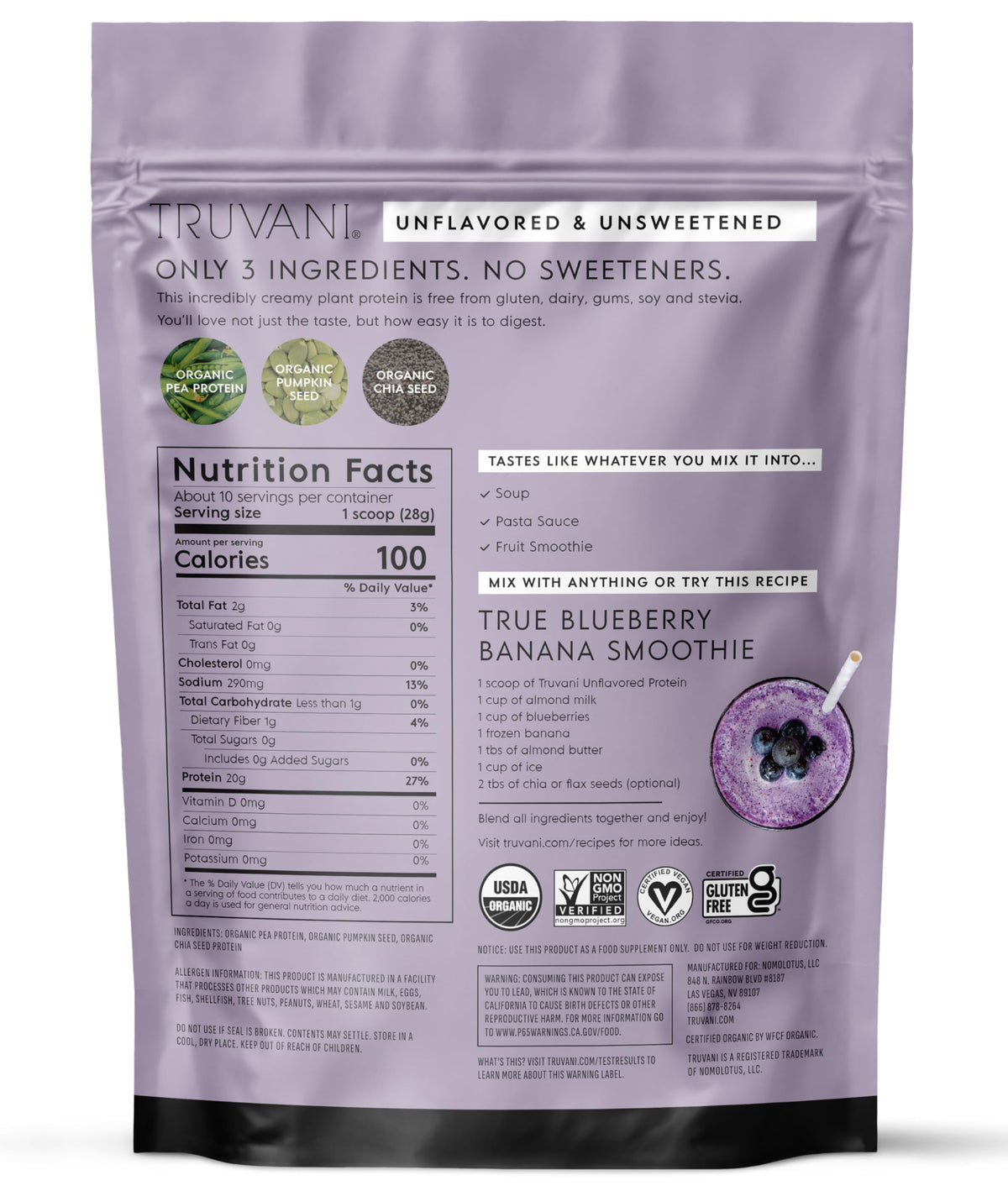 Truvani Organic Plant Based Protein Powder | Vanilla Chai | 10 Servings | Vegan | 20g Pea Protein | Keto | Gluten & Dairy Free | Low Carb | No Added Sugar