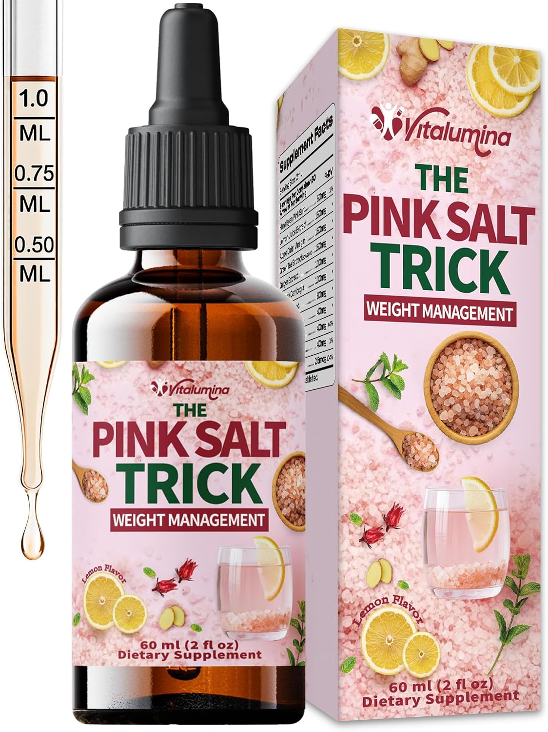 Pink Salt Trick Drops – Lemon Flavor – Convenient Liquid Formula for Daily Wellness, Energy & Balance – 60 mL