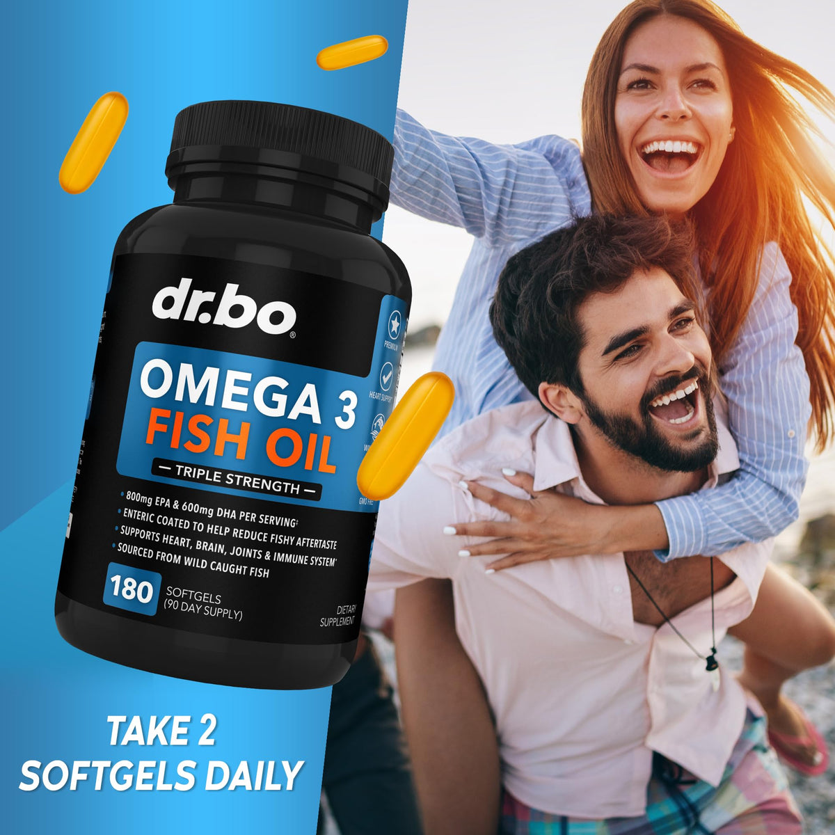 Omega 3 Fish Oil Supplements - Triple Strength Fish Oil Omega 3 Supplements 2000mg EPA DHA Women Men - Triple Strength Natural Omega3 Supplement 2000mg EPA DHA Fatty Acids 1000mg Burpless 60 Softgels