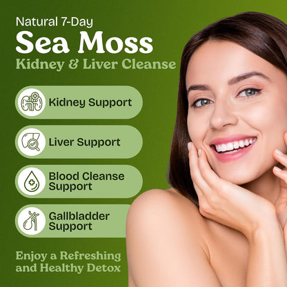 Atlantic Naturals Liver Cleanse Detox – 7 Day Sea Moss Liver, Gallbladder & Kidney Cleanse Drink Mix with Milk Thistle, Dandelion Root, Burdock & Chanca Piedra – Pineapple Flavor, 14 oz