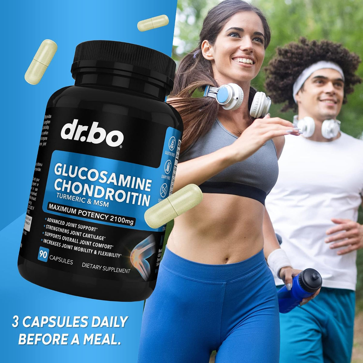 Glucosamine Chondroitin MSM Turmeric - Joints Health Supplement 2100mg Knee Bone & Joints - Joint Support Supplement Pills Advanced Glucosamine Sulfate Capsules Joint Supplements for Men Women Adults