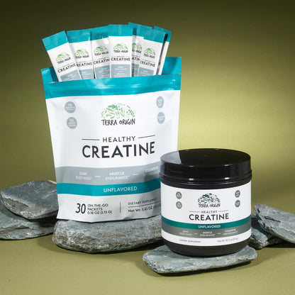 TERRA ORIGIN Creatine Monohydrate Bundle | 130 Servings Stick Pack and Jar Combo | Support for Muscle and Cognitive Performance* | Unflavored, Gluten Free, Zero Sugar