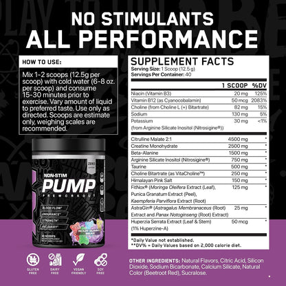 All Black Everything Non Stim Pre-Workout | Preworkout Energy Drink Mix | Caffeine Free | Creatine, Beta Alanine & Citrulline | Energy Supplement for Men & Women | Sour Gummy Bear | 40 Servings