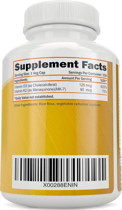Purely Holistic Red Yeast Rice 1200mg with CoQ10 & Niacin + Vitamin D3 5000 IU (125mcg) & K2 MK7 90mcg Bundle - 270 Vegetarian Capsules - Made in USA