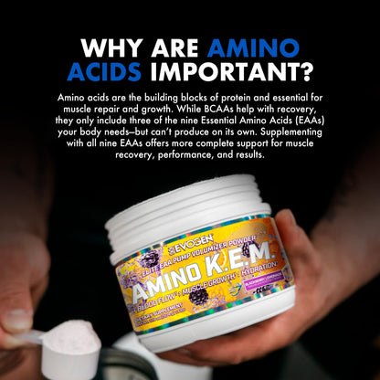 Evogen Amino K.E.M. EAA & BCAA | Tropic Thunder | 30 Servings | S7 nitric oxide blend with betaine anhydrous, coconut water and leucine for blood flow, muscle growth, hydration and recovery