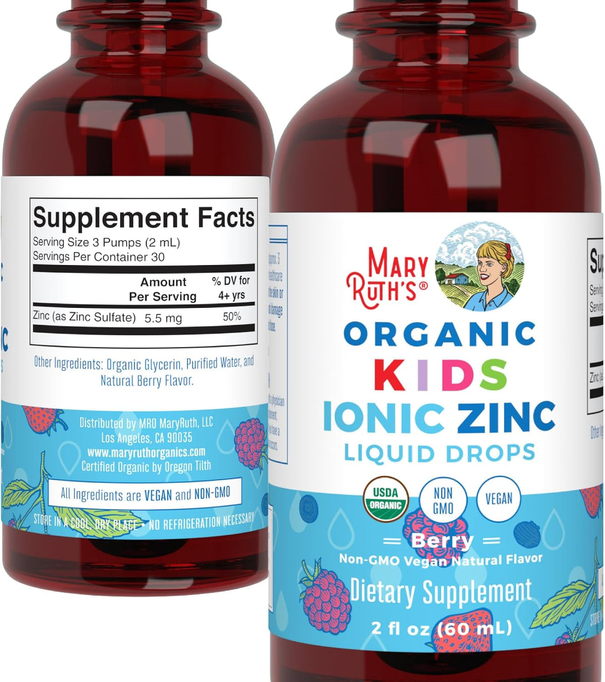 MaryRuth Organics Zinc Supplement for Immune Support, Immune Support Supplement for Kids, Ages 4-13, Zinc Sulfate, Vegan, USDA Organic, Glycerin Based, 2 Fl Oz