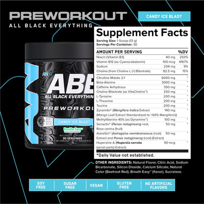 All Black Everything Pre-Workout Powder | Preworkout Energy Drink Mix | 350mg Caffeine | Beta Alanine & Citrulline | Energy Supplement for Men & Women | Baddy Berry | 30 Servings