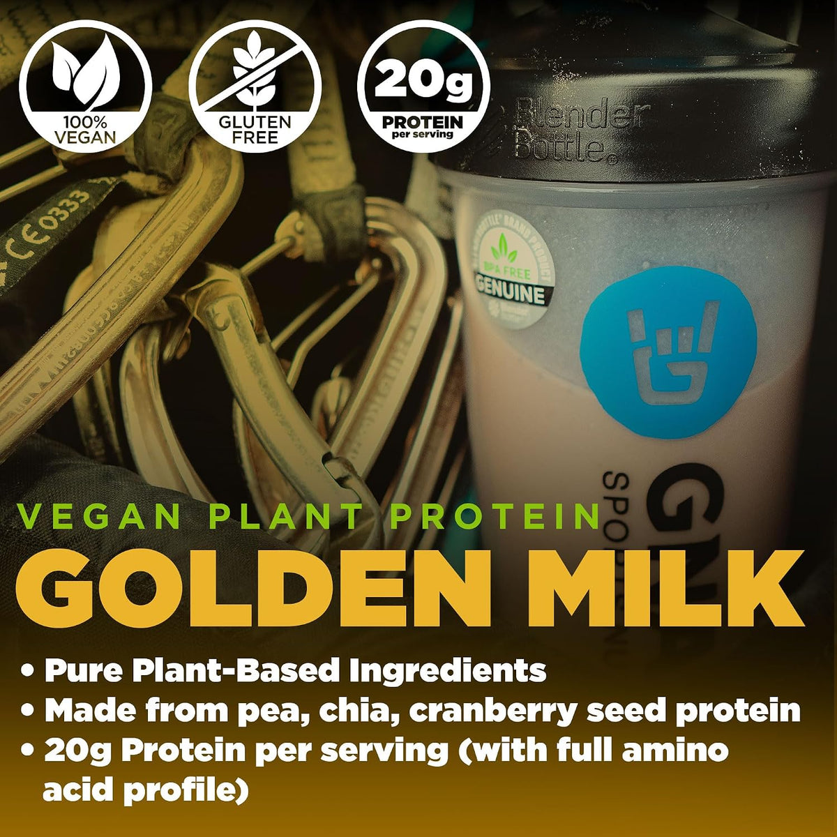 Gnarly Nutrition Golden Milk Vegan Protein Powder Creatine Powder, Unflavored (16.05oz)