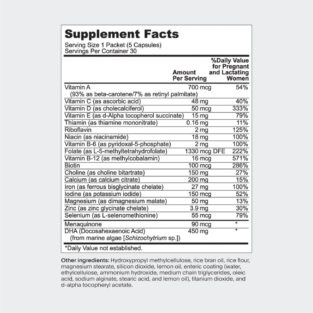 NATALIST Daily Prenatal Packs Daily Preconception & Pregnancy Formula Women's
