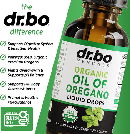 Oregano Oil Organic Liquid Drops - 6 Month Supply Organic Oil of Oregano Drops Liquid Tincture Extract, Cleanse, Detox, Immune Support, Digestive Gut Health - Pure Vegan Non-GMO Herbal Tincture 1 oz