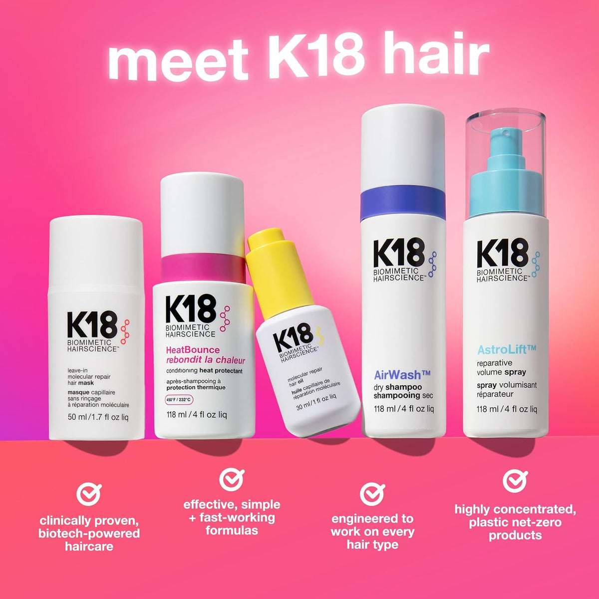 K18 Damage Shield Shampoo & Conditioner, Smoothing & Protective from Environmental Stressors, Maintains Hair Health, 1.8 Fl Oz x2