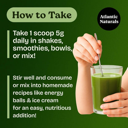 Atlantic Naturals Sea Moss Super Greens Powder – Organic Green Superfood Drink Mix with Fruits, Veggies & Probiotics – Energy, Digestion & Immune Support – 5000mg, Mixed Flavor