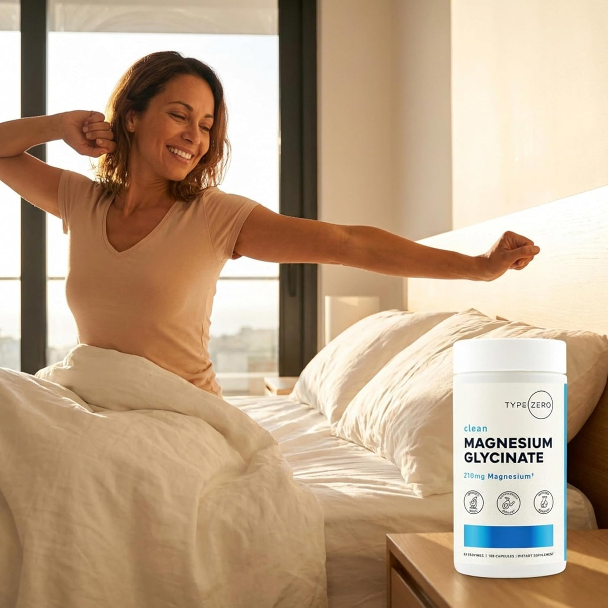 Type Zero Magnesium Glycinate (210mg) 180 Capsules, Gluten-Free, GMO-Free | Natural High Absorption Magnesium Supplement