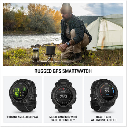 Garmin Instinct® 3 AMOLED, Rugged GPS Smartwatch, 45mm, Black