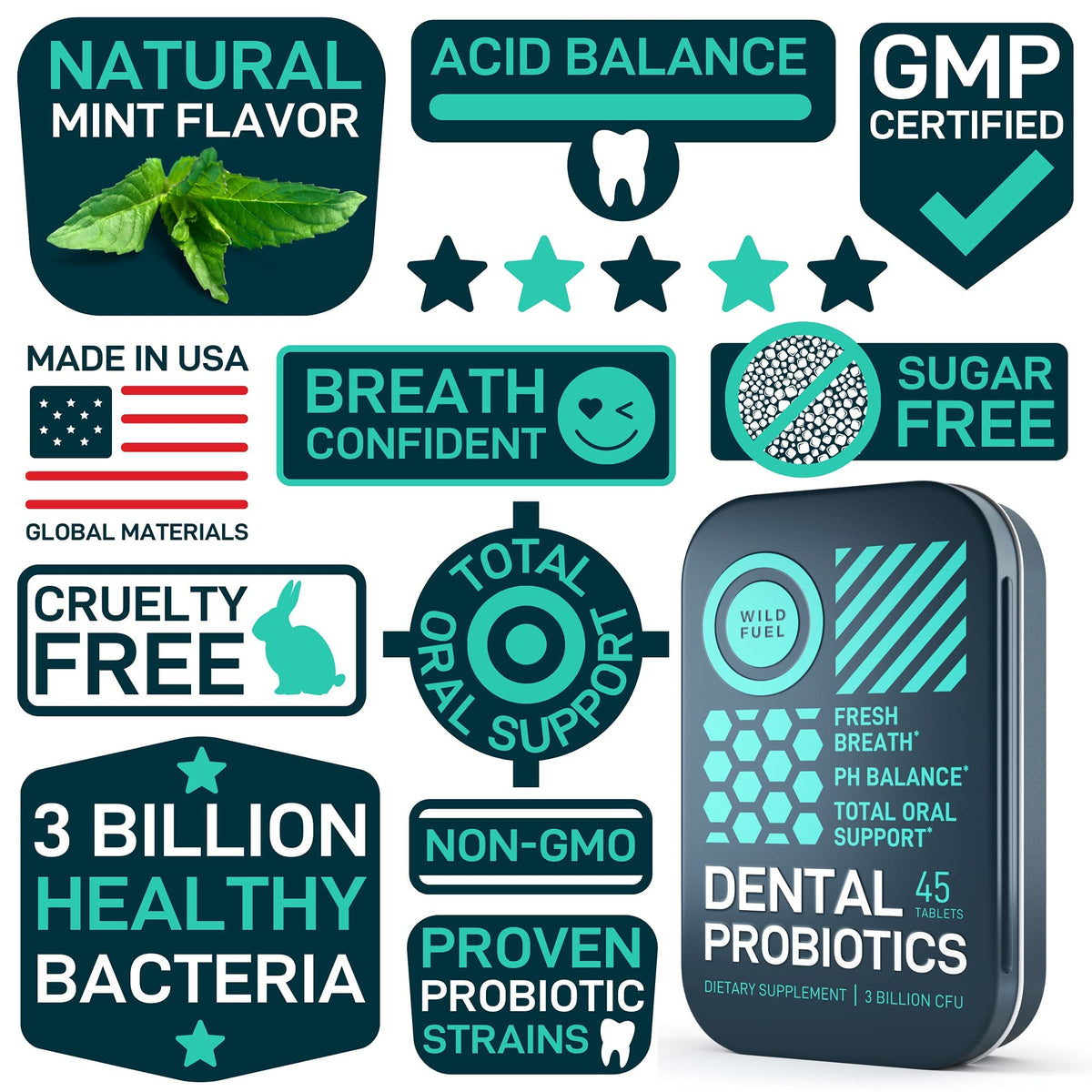 WILD FUEL Male Fertility Supplement and Dental Probiotics Health and Wellness Bundle