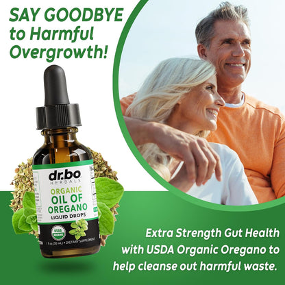 Oregano Oil Organic Liquid Drops - 6 Month Supply Organic Oil of Oregano Drops Liquid Tincture Extract, Cleanse, Detox, Immune Support, Digestive Gut Health - Pure Vegan Non-GMO Herbal Tincture 1 oz