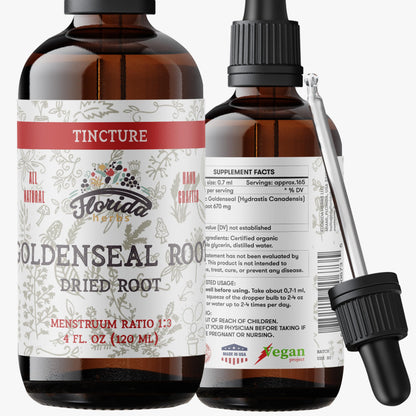 Goldenseal Tincture 2 oz – Organic Herbal Extract | Alcohol Free | Vegan Herbal Drops - Made in USA