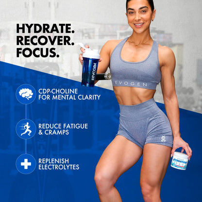 Evogen Hydration Sugar-Free Electrolytes | Lemon Lime | 30 Servings | Potassium, magnesium, sodium, calcium and coconut water with citicoline, taurine and B vitamins for energy and focus