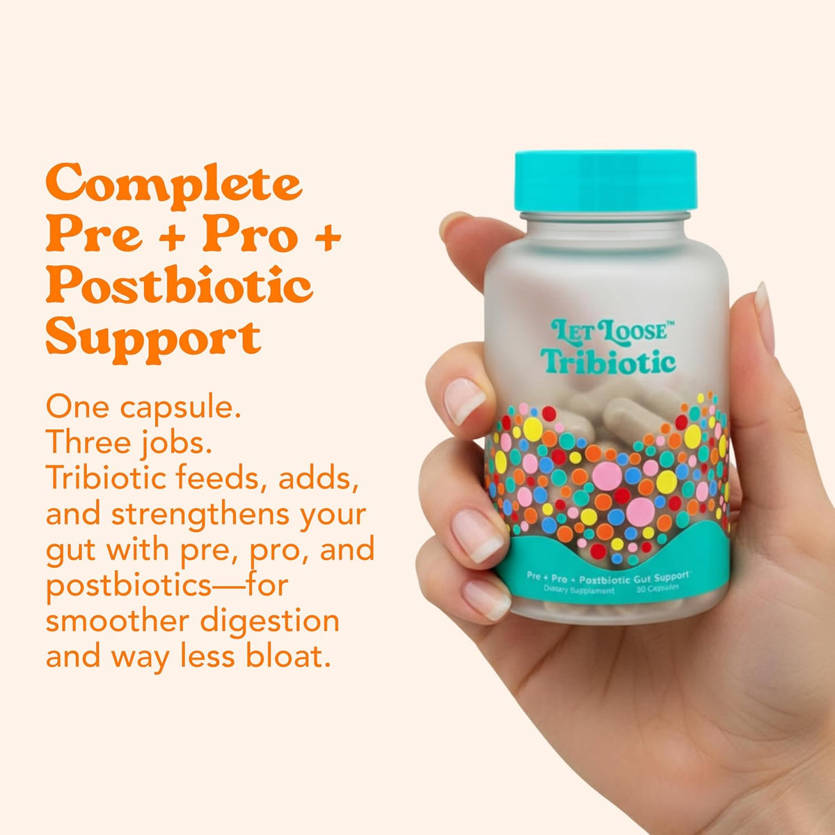 Let Loose Daily Tribiotic Pills - Pro, Pre, and Postbiotics (30 Count) | Feeds Your Microbiome, Supports Smooth Daily Digestion & Gut Health, Repairs Gut Lining for Women & Men and Reduces Bloating