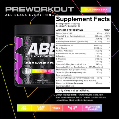 All Black Everything Pre-Workout Powder | Preworkout Energy Drink Mix | 350mg Caffeine | Beta Alanine & Citrulline | Energy Supplement for Men & Women | Baddy Berry | 30 Servings