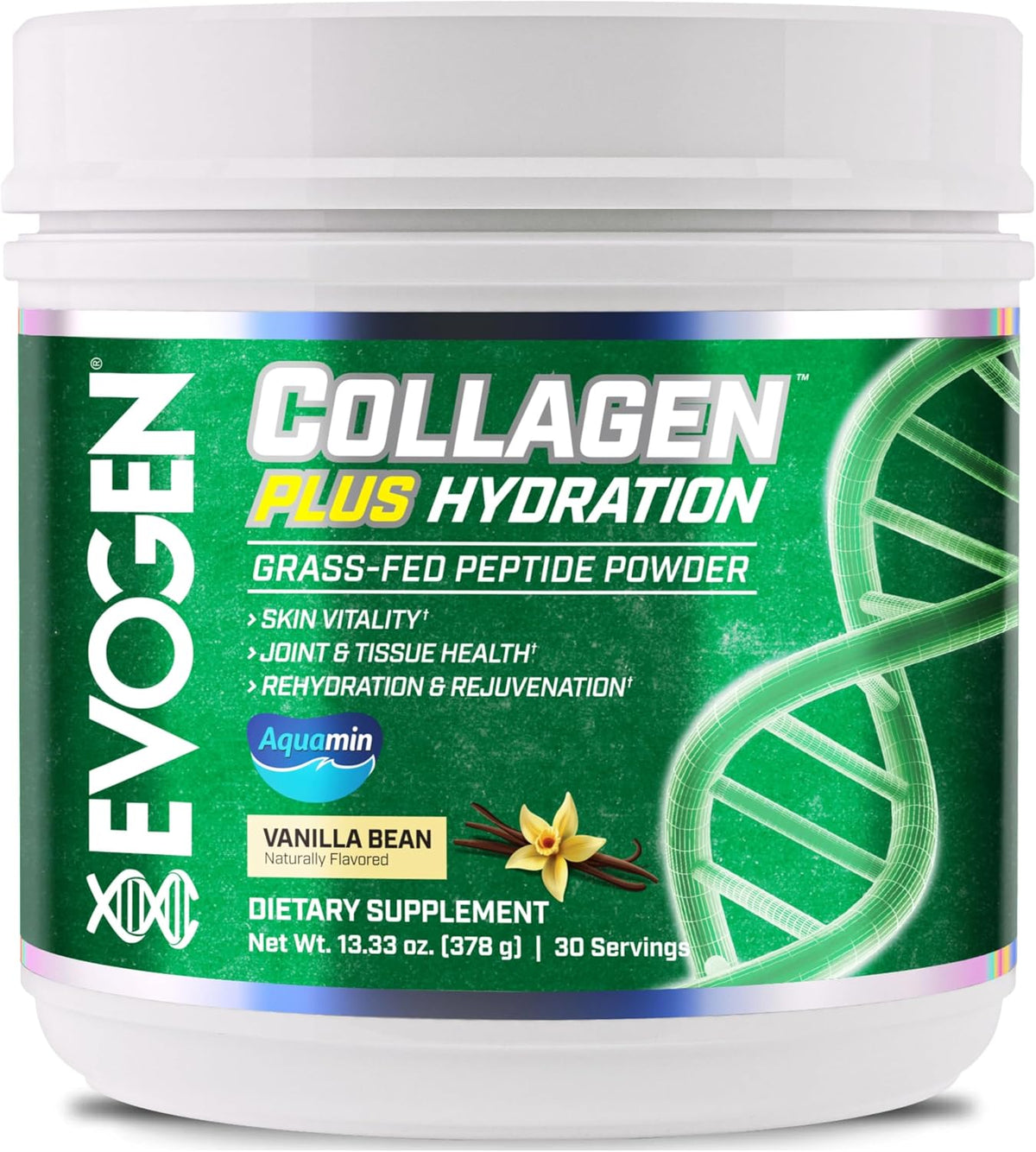 Evogen Collagen Plus Hydration Peptide Powder Plus Hydration | Vanilla Bean | 30 Servings