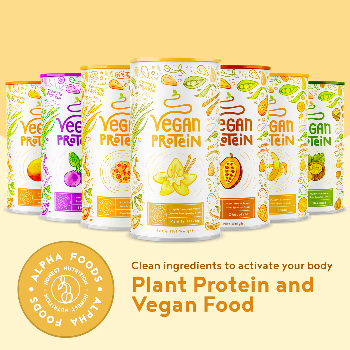 Vegan Protein Powder Vanilla - 1.2kg(80 servings) - 100% Plant Based Protein Powders