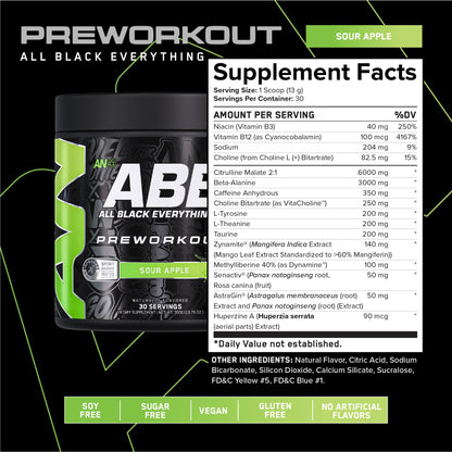 All Black Everything Pre-Workout Powder | Preworkout Energy Drink Mix | 350mg Caffeine | Beta Alanine & Citrulline | Energy Supplement for Men & Women | Baddy Berry | 30 Servings