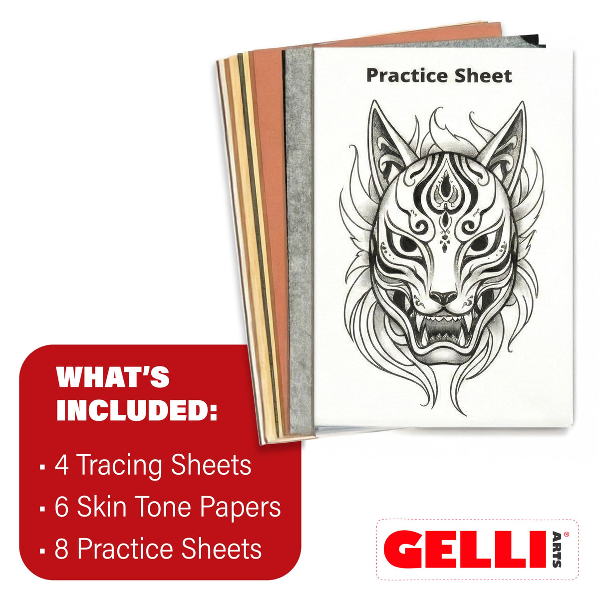 Gelli Arts 3 in Square Tattoo Skin – Set of 4 Kit – Lifelike Clear Skin For Practicing Tattooing & Microblading – Compatible with Ink & Acrylic Paints – CLEAR SKINZ Collection