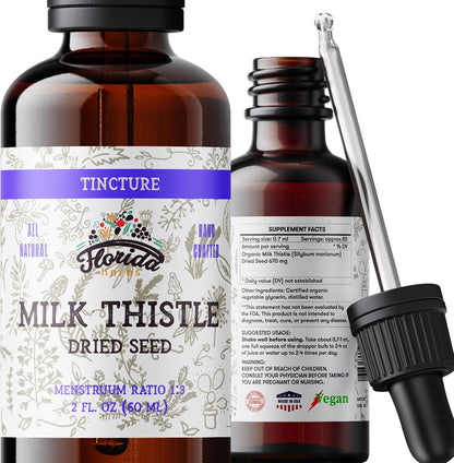 Milk Thistle Root Liquid Extract – Organic Milk Thistle Tincture – Alcohol-Free Herbal Supplement – Natural Silybum Marianum Drops – Non-GMO, 2 fl oz