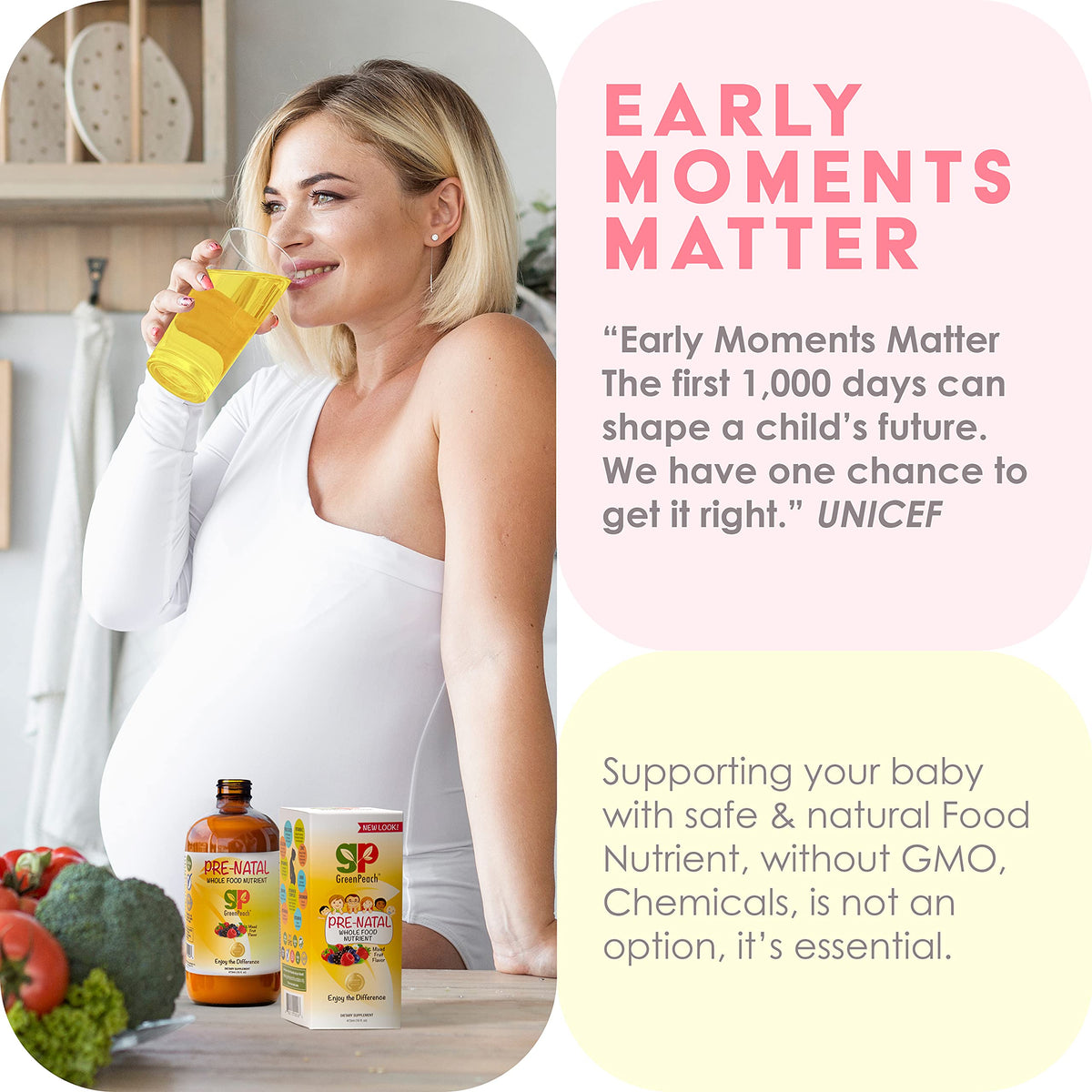 Liquid Prenatal Vitamins for Women - Iron, Natural Folic Acid, Folate, Vitamin D, E, B6
