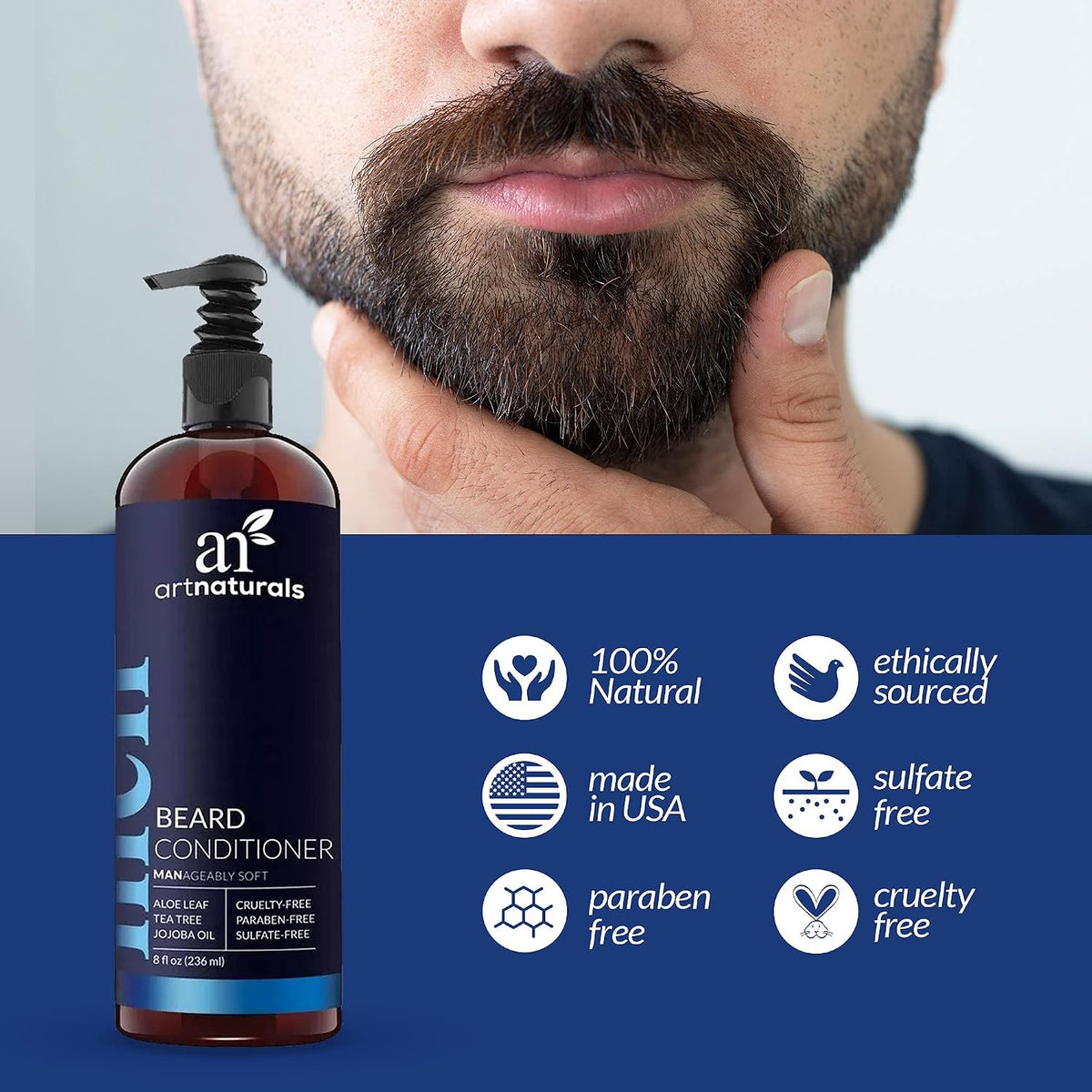 Artnaturals Beard Conditioner with Tea Tree & Jojoba Oil, 8 fl oz
