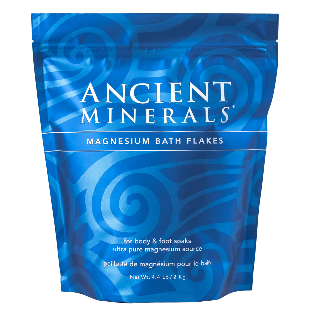 Ancient Minerals Magnesium Bath Flakes, Epsom Salt Alternative, 8lb | Pure Zechstein magnesium chloride flakes for soaking & whole-body replenishment. 8 lb resealable bag.