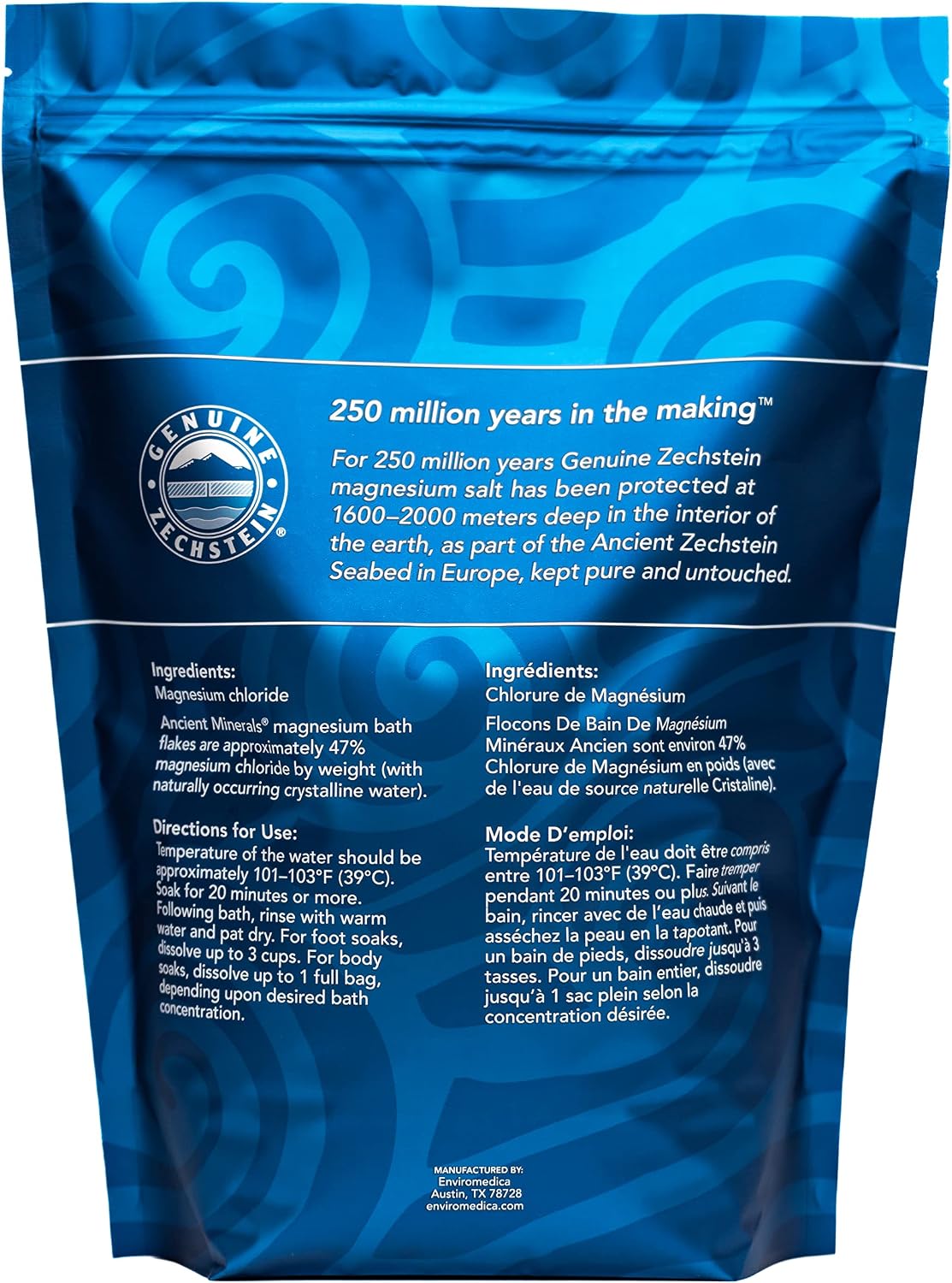 Ancient Minerals Magnesium Bath Flakes, Epsom Salt Alternative, 8lb | Pure Zechstein magnesium chloride flakes for soaking & whole-body replenishment. 8 lb resealable bag.