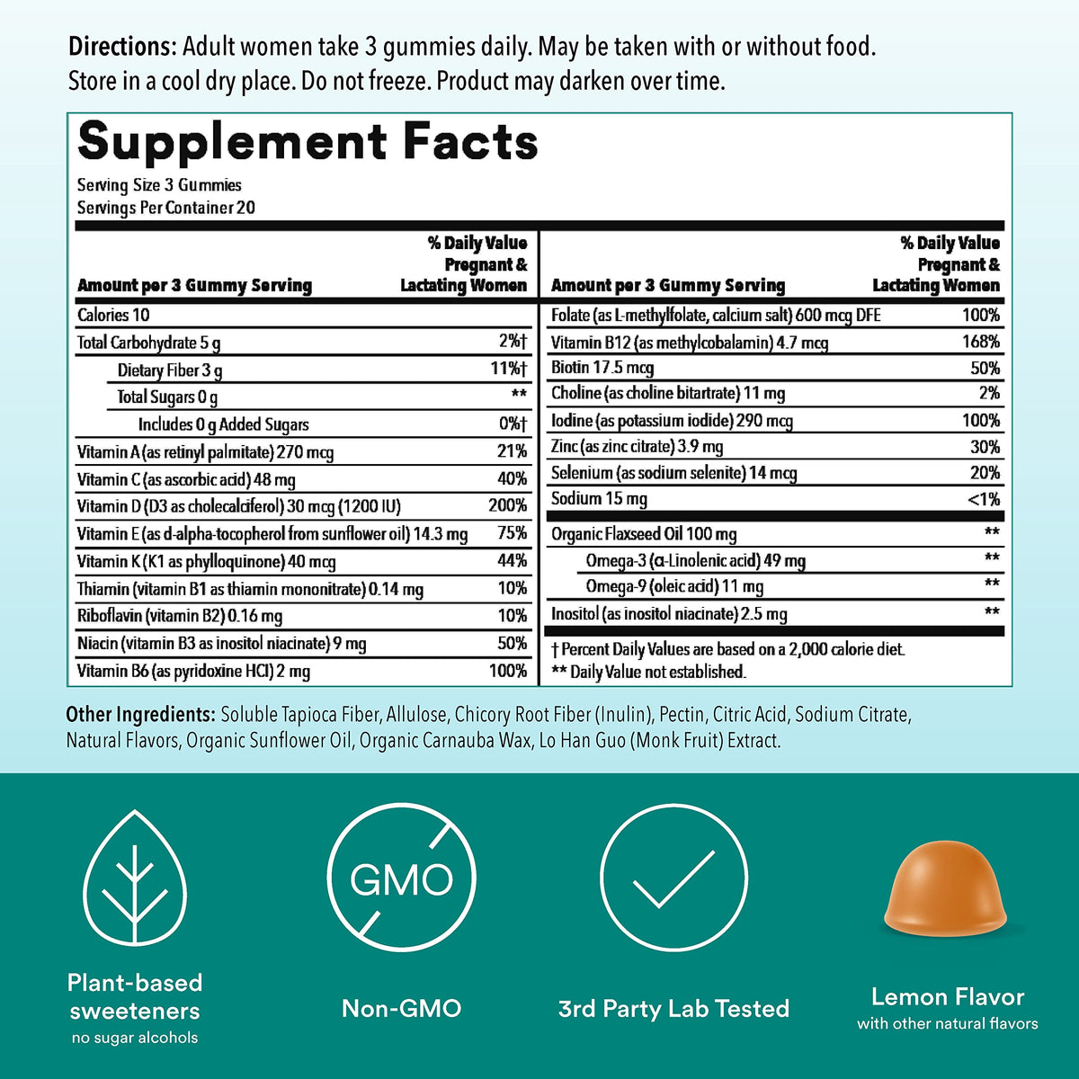 SmartyPants Prenatal Vitamins for Women, Sugar Free Multivitamin Gummies