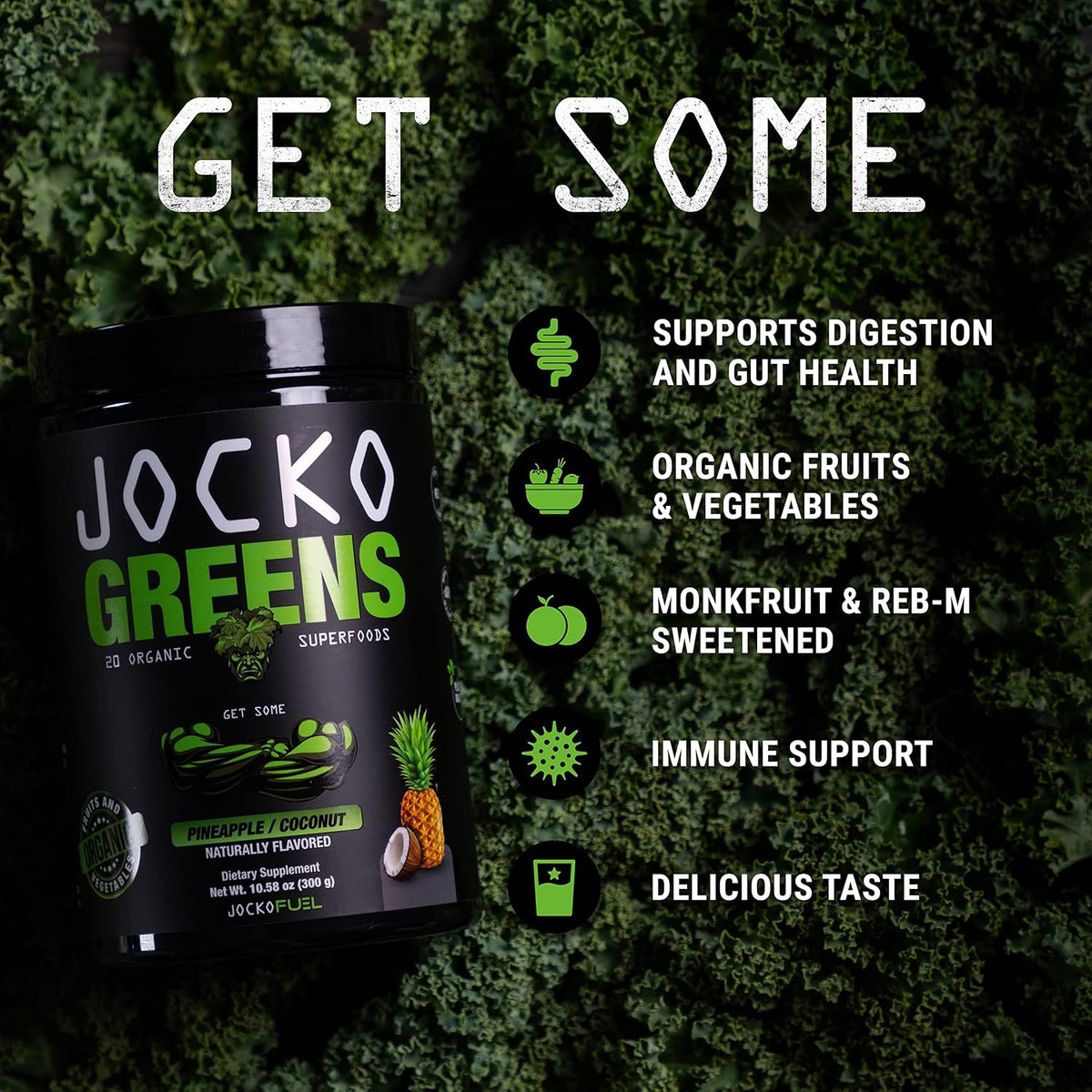 Jocko Fuel Greens Powder Bundle - Greens & Superfood Powder for Healthy Green Juice - Keto Friendly with Spirulina, Chlorella, Digestive Enzymes, & Probiotics - 60 Servings