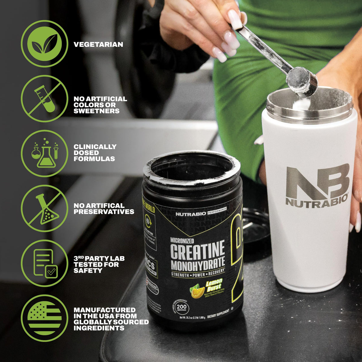 NutraBio Pure Micronized Creatine Monohydrate Powder Supplement, Unflavored, (300 g) - Supports Bulk Muscle Energy, Recovery, and Strength - HPLC Tested Creatine Powder Supplement for Men and Women