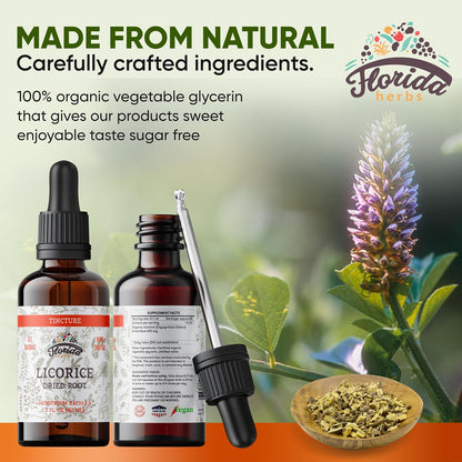 Licorice Tincture, Organic Licorice Extract (Glycyrrhiza Glabra) Dried Root, Herbal Supplement, Non-GMO in Cold-Pressed Organic Vegetable Glycerin 2 oz, 670 mg