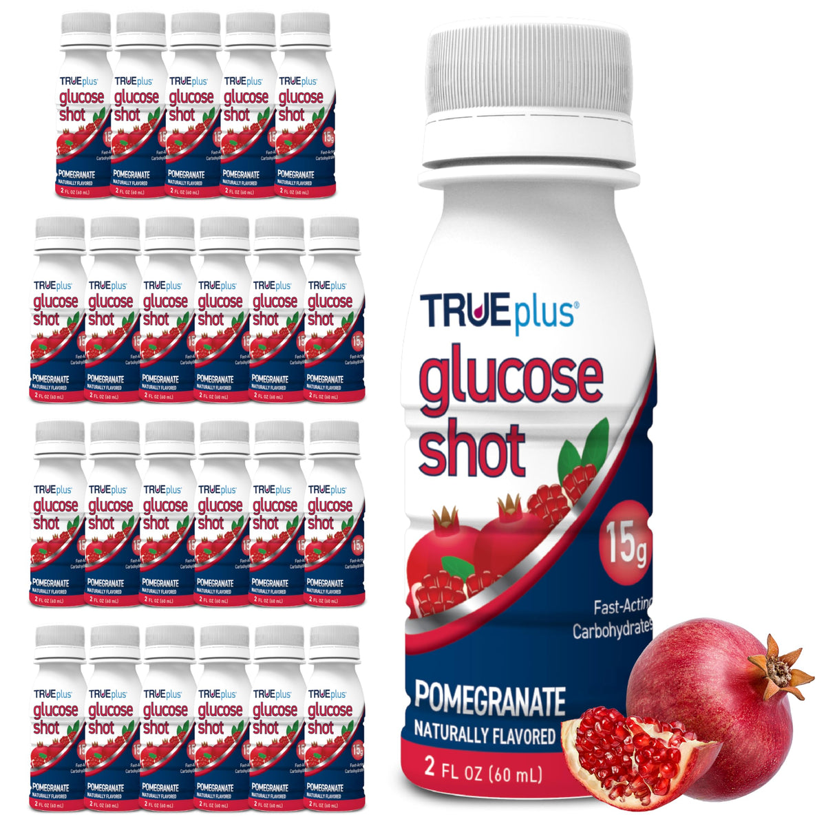 TRUEplus Glucose Shot, 15g Carbohydrates, Mixed Berry Flavor, 6 Pack | 15g Fast-Acting Carbohydrates, Fat Free, Gluten Free, Boosts Energy, Great Tasting and Easy to Use